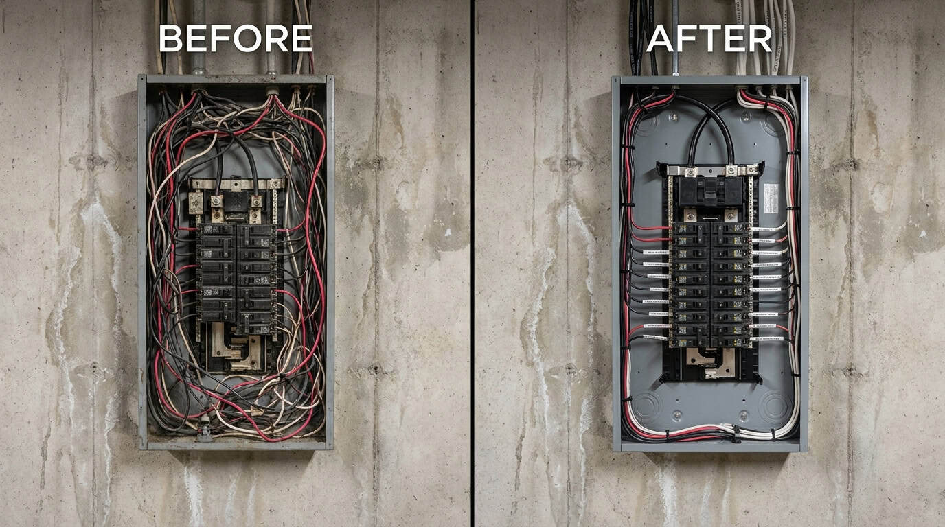 200 Amp Service Upgrade Toronto 4 Panel Before After